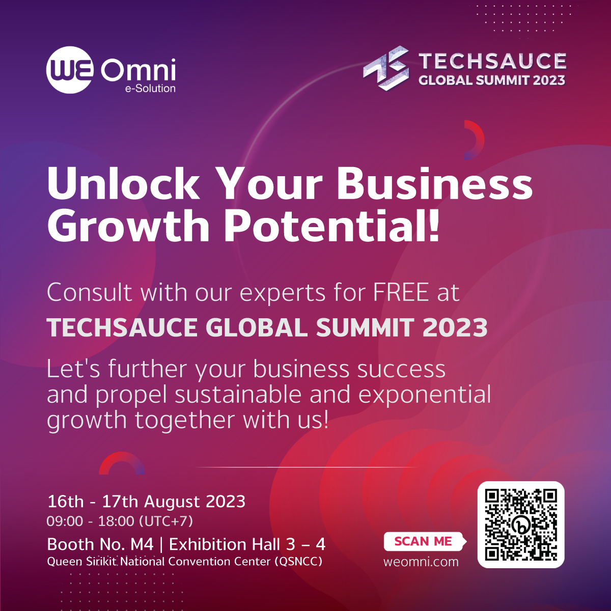 WeOmni ได้ร่วมเป็นพาร์ทเนอร์กับ Techsauce Global Summit 2023 งานประชุมด้านเทคโนโลยีระดับแนวหน้าของภูมิภาคเอเชียตะวันออกเฉียงใต้